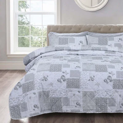 The Range Maya Grey Bedspread Set - Grey / Double