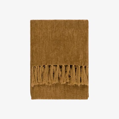 The Range Harri Herringbone Fringed Throw - Honey