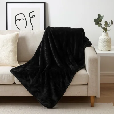 The Range Faux Mink Soft Touch Cosy Throw - Black