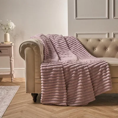 The Range Faux Fur Thick Rib Throw - Lilac