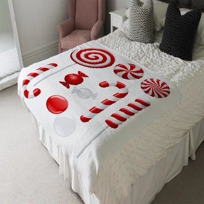The Range Different Red And White Candies Soft Blanket - Red