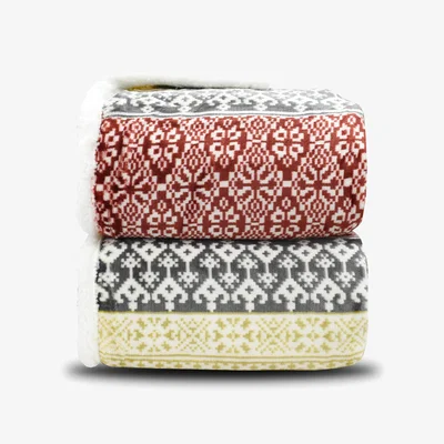 The Range Stunning Plush Ethnic Scandi Printed Fleece Reverse Throw - Red
