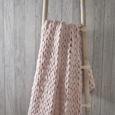 The Range Cable Knit Throw - Blush