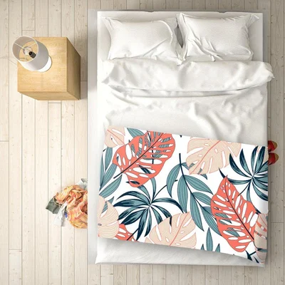 The Range Tropical Leaf Pattern Blanket - Orange