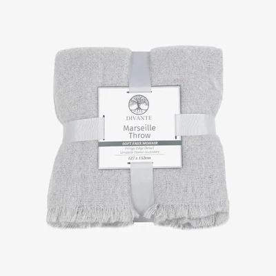 The Range Marseille Faux Mohair Throw - Silver