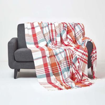 The Range Tartan 100 Cotton Falun Throw with Tassels - Red / 255cm