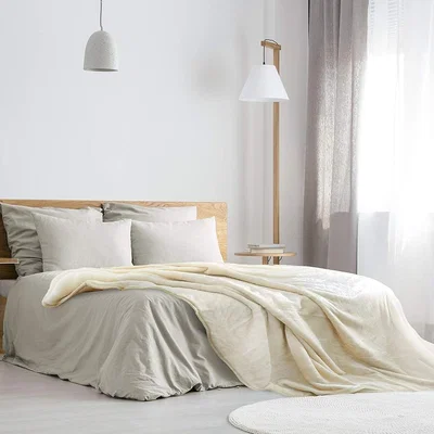 The Range Luxury Faux Mink Fur Throw 200 x 240cm - Cream