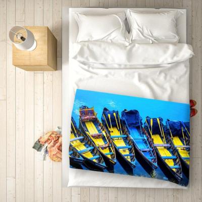 The Range Colourful Tour Boats At The Lakeside Of The Nainital, India Blanket - Blue