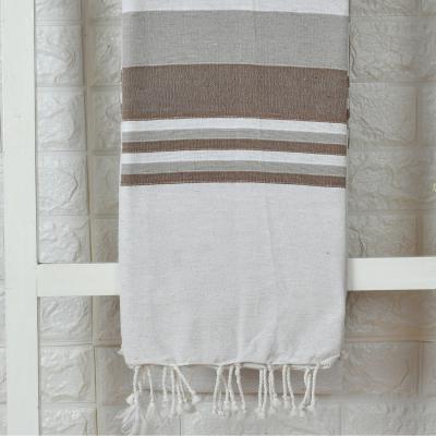 The Range Striped Throw Over - Pure Cotton - BrownGrey