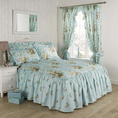 The Range Country Madeleine Quilted Fitted Bedspread - Duck Egg / King