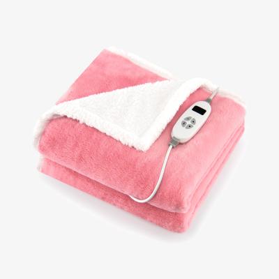 The Range Electric Heated Blanket Soft Sherpa Fleece Throw - Pink