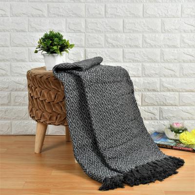 The Range Falcon Diamond Large Cotton Throw Over - Dark Grey Silver