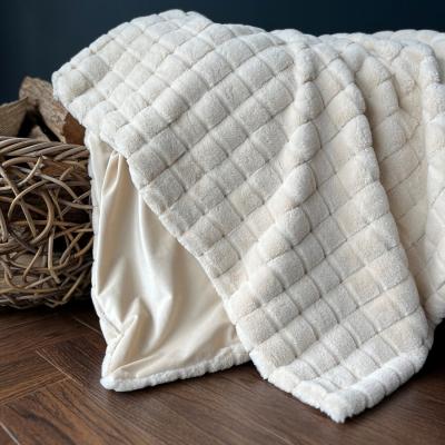 The Range Cubo Faux Fur Throw - Cream