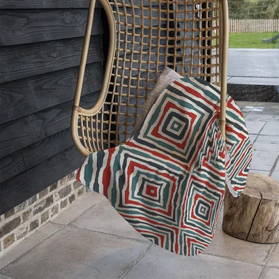 The Range Repeated Squares And Rhombuses Blanket - Red