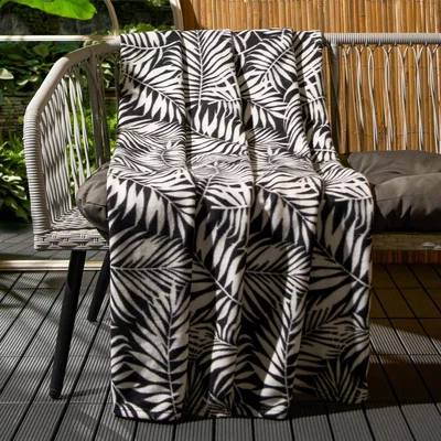 The Range Tropical Leaf Throw Blanket - Black