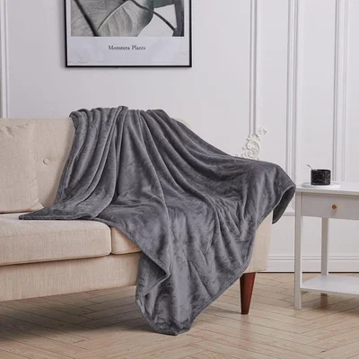 The Range Luxury Shaggy Flannel Fleece Throw Blanket  - Grey