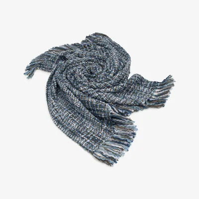The Range Luxury Large Recycled Acrylic Throw With Trim - Blue/Green/Multi