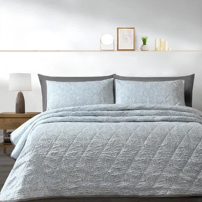 The Range Luxury Jacquard Quilted Bedspread Sets - Duck Egg / Double
