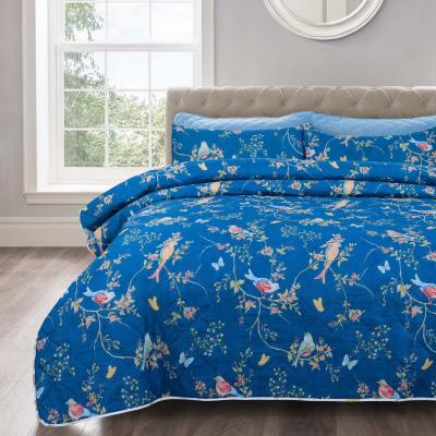 The Range Birds Floral Navy Bedspread Set - Navy / Single