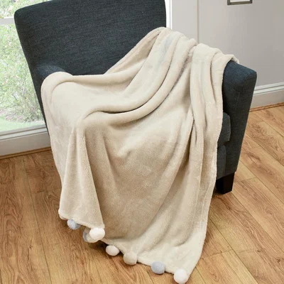 The Range Pom Pom Throw With Tonal Pom Poms - Natural