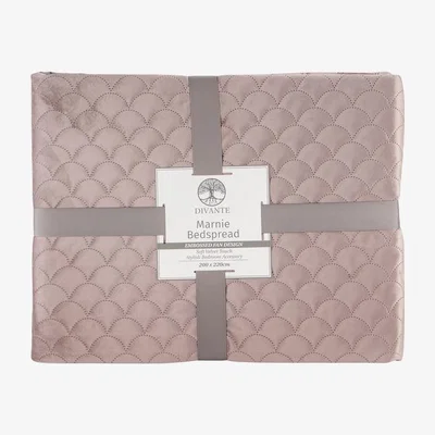 The Range Marnie Embossed Velvet Bedspread Blush - Blush