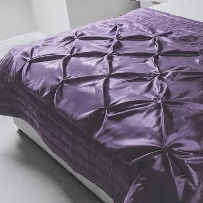 The Range Voltico Buttoned Quilted Soft Touch Bedspread - Plum