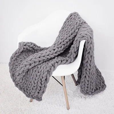The Range Chunky Knit Throw Blanket in Dark Grey - Dark Grey
