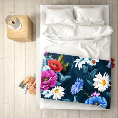 The Range Poppy Flowers With Chamomile On Dark Blue Blanket - Blue