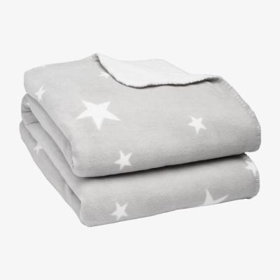 The Range Dreamscene Star Print Soft Sherpa Fleece Throw Blanket - Silver