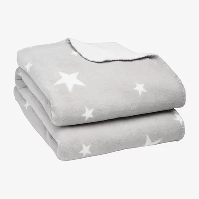 The Range Dreamscene Star Print Soft Sherpa Fleece Throw Blanket - Silver