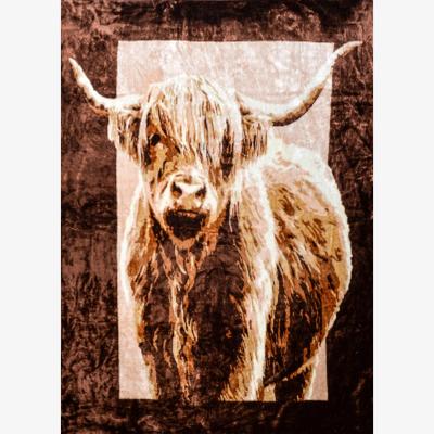 The Range Highland Cow Soft Faux Mink Blanket - Brown
