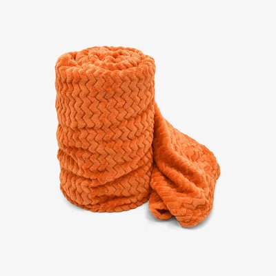 The Range Snug Soft Chevron Patterned Blanket Mink Throw - Orange / 127x152