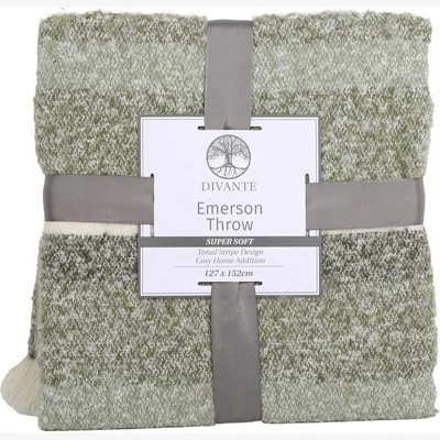 The Range Emerson Stripe Throw - Green