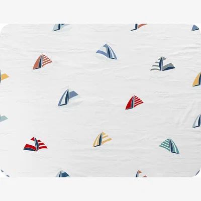 The Range Striped Sailboats Blanket - White