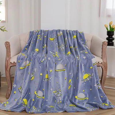 The Range Glow-in-the-Dark Soft Cozy Flannel Throw Blanket - Blue
