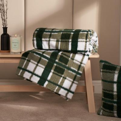 The Range Check Tartan Teddy Blanket - Forest Green / 200cm