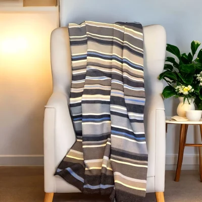 The Range Cotton Blanket/Throw - Blue