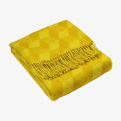 The Range Geometric Fringed Throw - Ochre