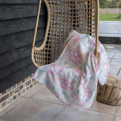 The Range Pink  Blue Flower Design Blanket - Pink