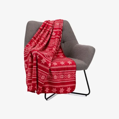 The Range Christmas Fleece Throw - Red / Nordic Red