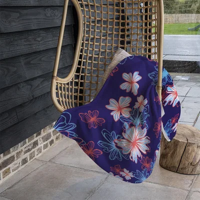 The Range Red White  Blue Flower Print Blanket - Pink