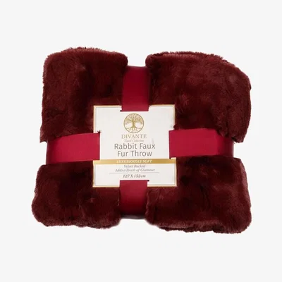 The Range Rabbit Faux Fur Throw - Mulberry / Large