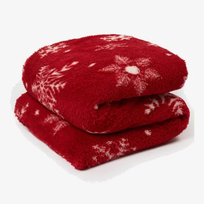The Range Snowflake Teddy Fleece Throw - Red