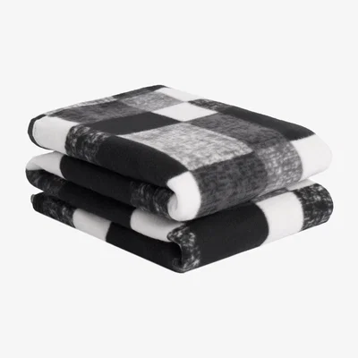 The Range Tartan Check Throw Over Soft Blanket - Black