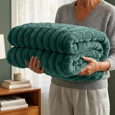 The Range Casabella Throw Blanket - Ribbed Fleece Blanket