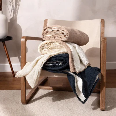 The Range Ronan Sherpa Waffle Fleece Throw - Taupe