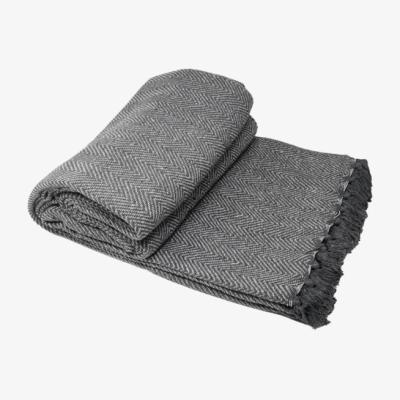 The Range Herringbone Cotton Chair Sofa Bed Throws - Grey