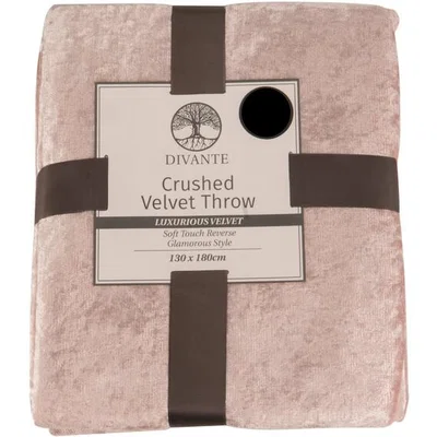 The Range Divante Crushed Velvet Throw - Blush