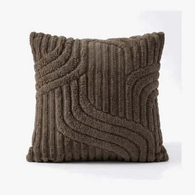 The Range Plush Square Throw Pillow Cover with Zip 45 x 45cm - Dark Coffee