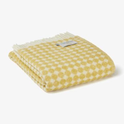The Range Jacquard Spot Wool Throw - Oil Yellow